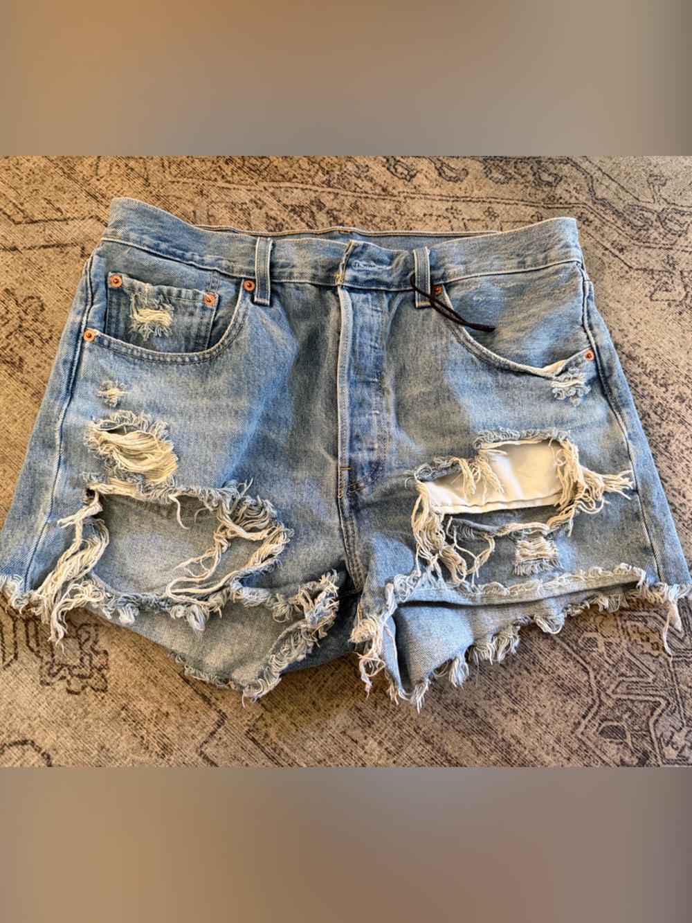 Levi's Light Blue Distressed Denim Cutoff Shorts
